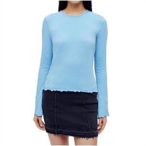 NEW RE/DONE crinkle bell long sleeve tee top in carolina blue
